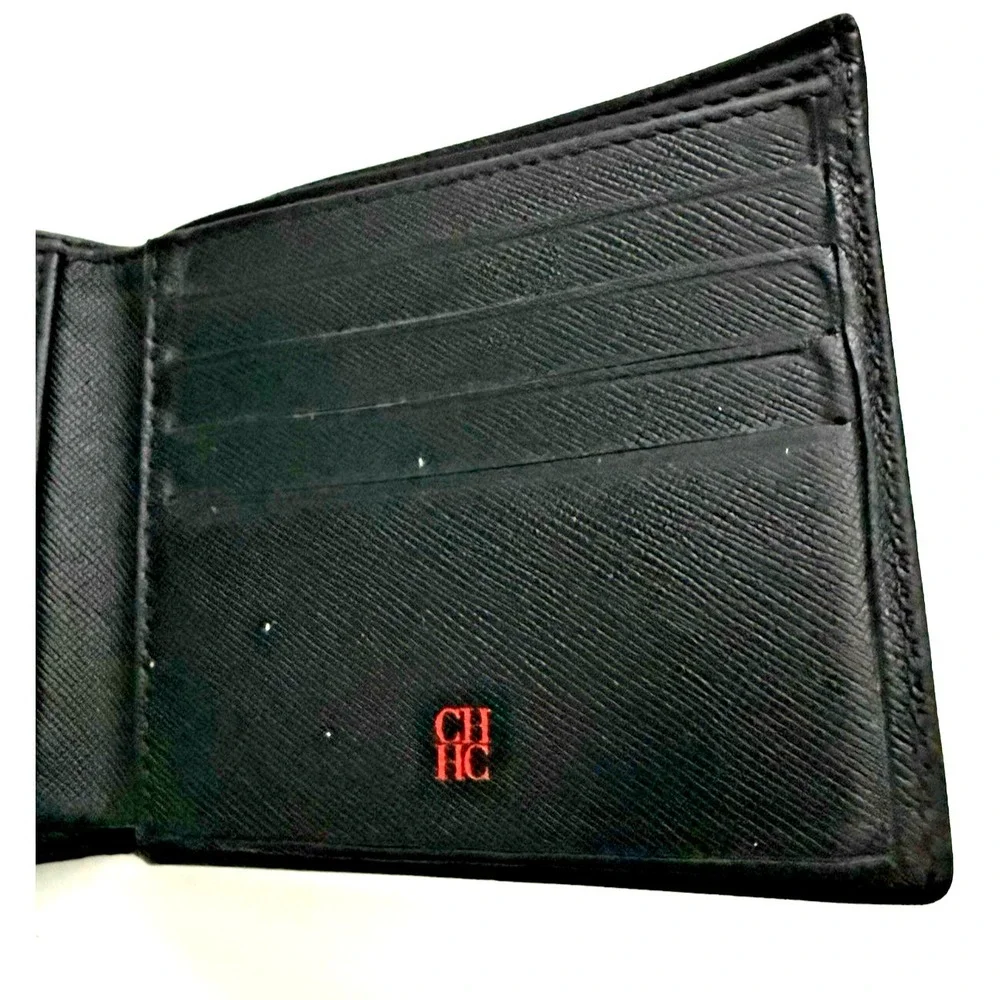 Men's Wallet Carolina Herrera Black Leather Bifold Logo